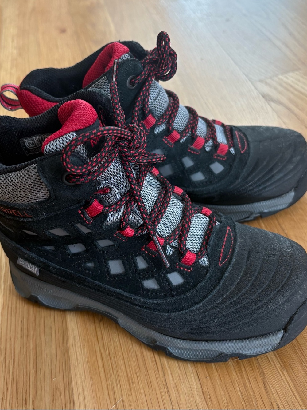 Kids Waterproof Black and Red Outdoor Boots